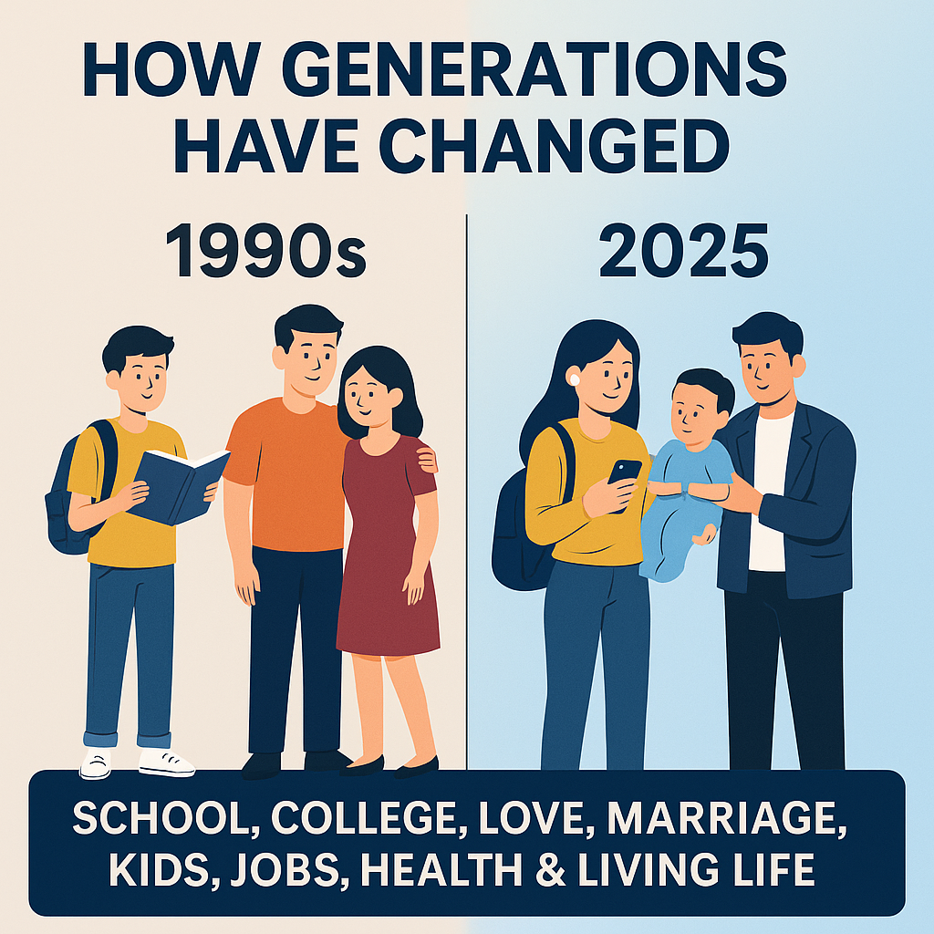 How Generations Have Changed: A Deep Look at Life from the 1990s to the 2025 Era